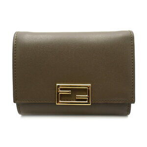 Fendi Tri fold Leather Wallet Brown Truffle